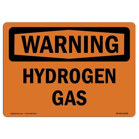 SIGNMISSION Safety Sign, OSHA WARNING, 12" Height, 18" Width, Rigid Plastic, Hydrogen Gas, Landscape OS-WS-P-1218-L-12192